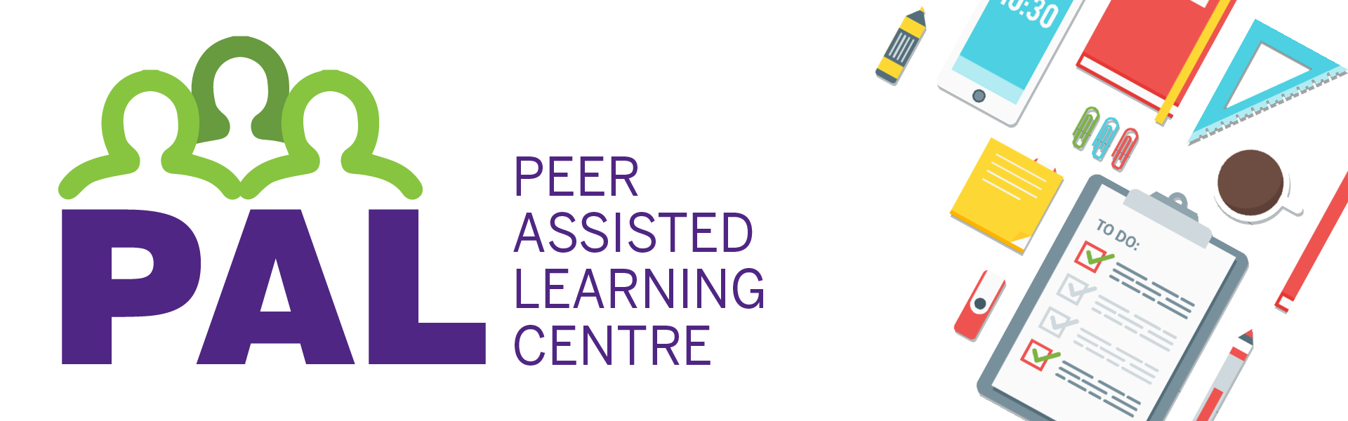 Colourful graphics of different learning icons with text reading Peer Assisted Learning